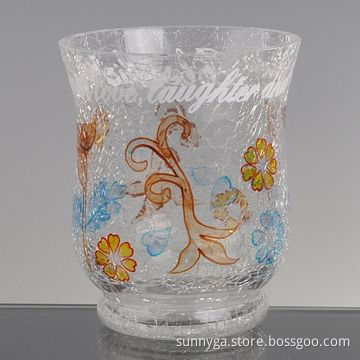 Hand-painted Glass Storm Lantern with 90mm Top Diameter, Customized Designs are Accepted
